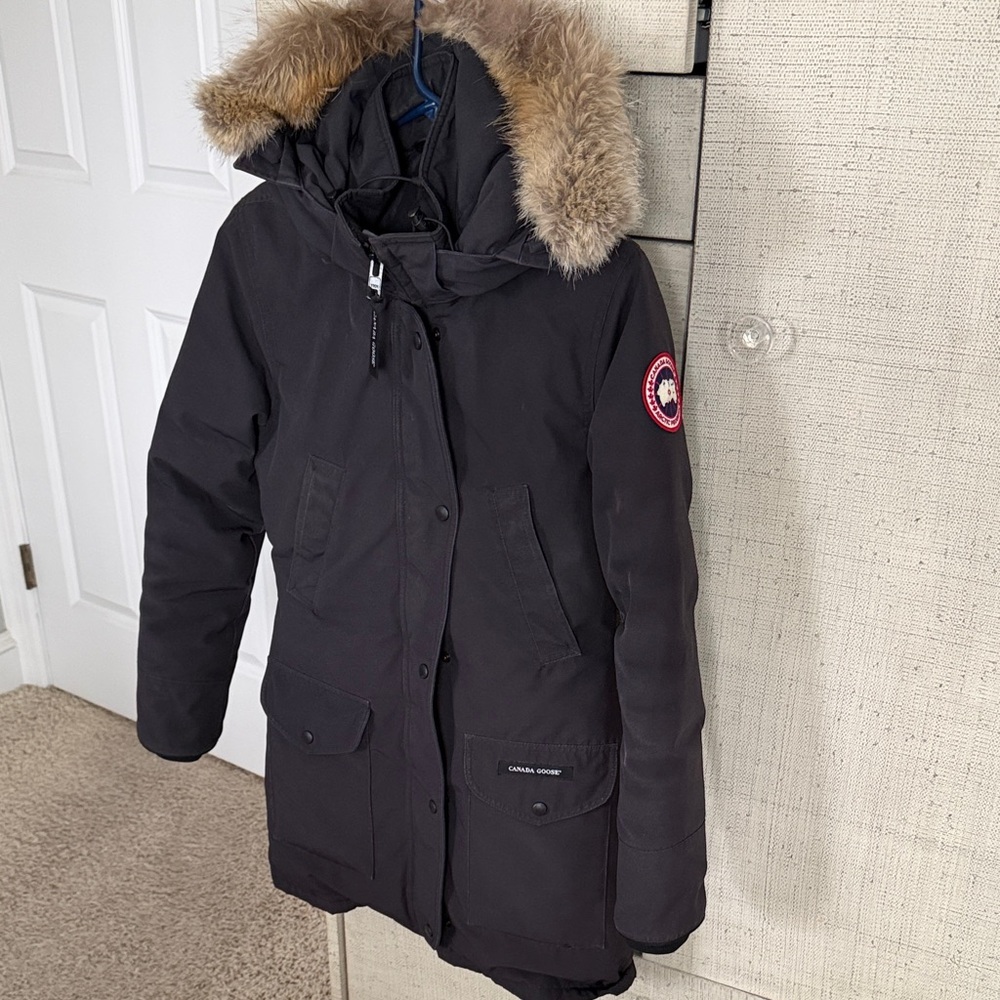 Canada Goose Blue Parka with Fur Trim Hood - Picture 2 of 9